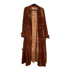 Free People Bella Donna Velvet Duster Coat in Rust
